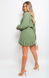 Long Sleeve Pleated Button Up Mini Dress