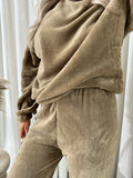 Velvet Long Sleeve Loose Top and Jogger Loungewear Co-ord Set
