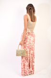 Pleated Wide Leg Floral Print Trousers