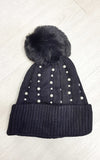 Pom Pom Hat with Pearl Detail