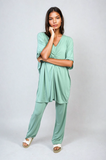 Twist Front Plunge Neckline Top and Trouser Co-ord Set