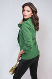 Ruched Sleeve Open Front Blazer Jacket with Front Pockets