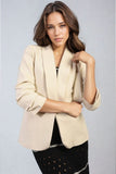 Ruched Sleeve Open Front Blazer Jacket with Front Pockets