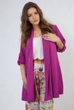 Open Front Roll Up Sleeve Cardigan