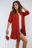 Open Front Roll Up Sleeve Cardigan