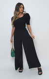 Elastic High Waist Wide Leg Trousers