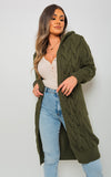 Chunky Cable Knitted Oversized Longline Hooded Cardigan