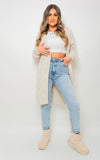 Chunky Cable Knitted Oversized Longline Hooded Cardigan