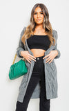 Chunky Cable Knitted Oversized Longline Hooded Cardigan