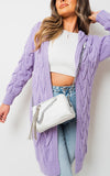 Chunky Cable Knitted Oversized Longline Hooded Cardigan