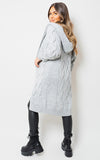 Chunky Cable Knitted Oversized Longline Hooded Cardigan