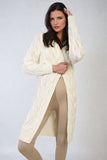 Chunky Cable Knitted Oversized Longline Hooded Cardigan