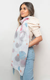 Summer Wrap Scarf with Printed Large Polka Dots