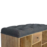 Black Tweed 1 Drawer Bench-5