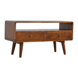 Curved Chestnut Media Unit-2