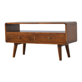 Curved Chestnut Media Unit-1