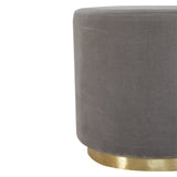 Gold Base Grey Velvet Footstool-2