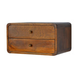 Floating Curved Chestnut Bedside-2