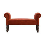 Brick Red Velvet Bench-0