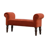 Brick Red Velvet Bench-2