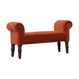 Brick Red Velvet Bench-1