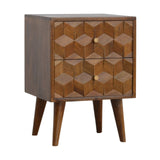 Chestnut Cube Carved Bedside-1