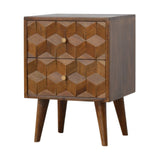 Chestnut Cube Carved Bedside-2