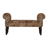 Leopard Print Velvet Bench-0