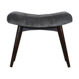 Grey Cotton Velvet Curved Bench-0