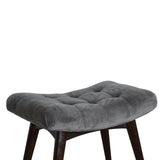 Grey Cotton Velvet Curved Bench-4